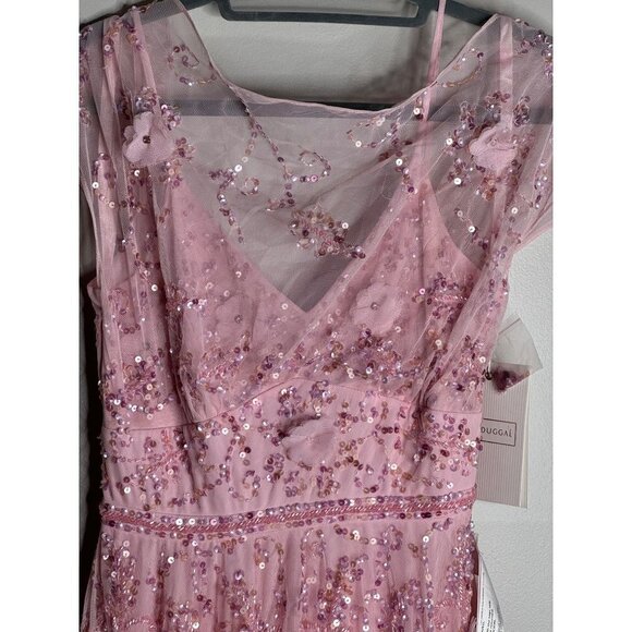 Mac Duggal 93685 Candy Pink Sheer Embroidered Sequin Embellished Dress Sz 2 NEW - Picture 5 of 9